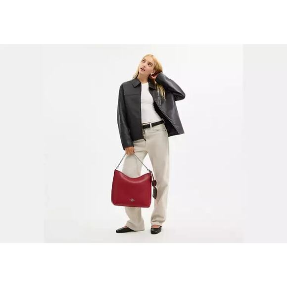 Last 1‼️COACH CBI93 Laurel Large Shoulder Bag With Mirror Charm And Pouch - Picture 5 of 11